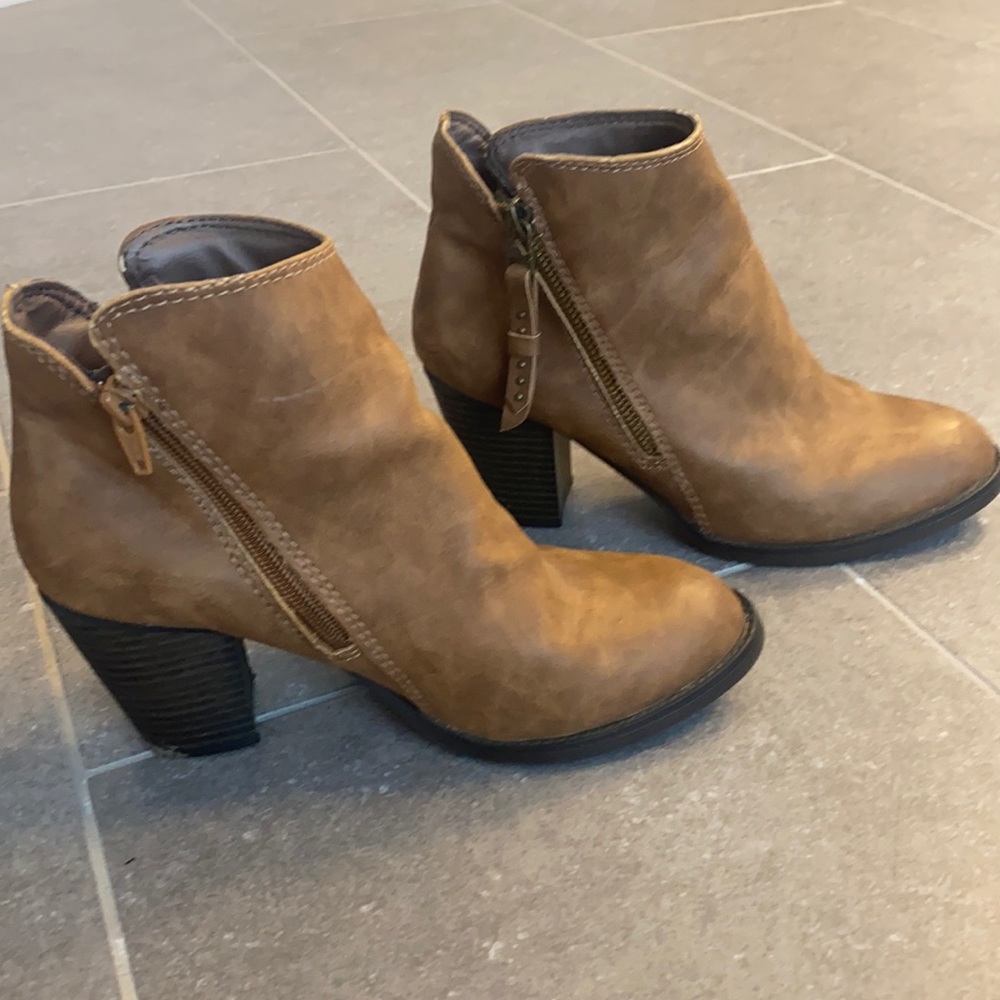 Brown heeled booties